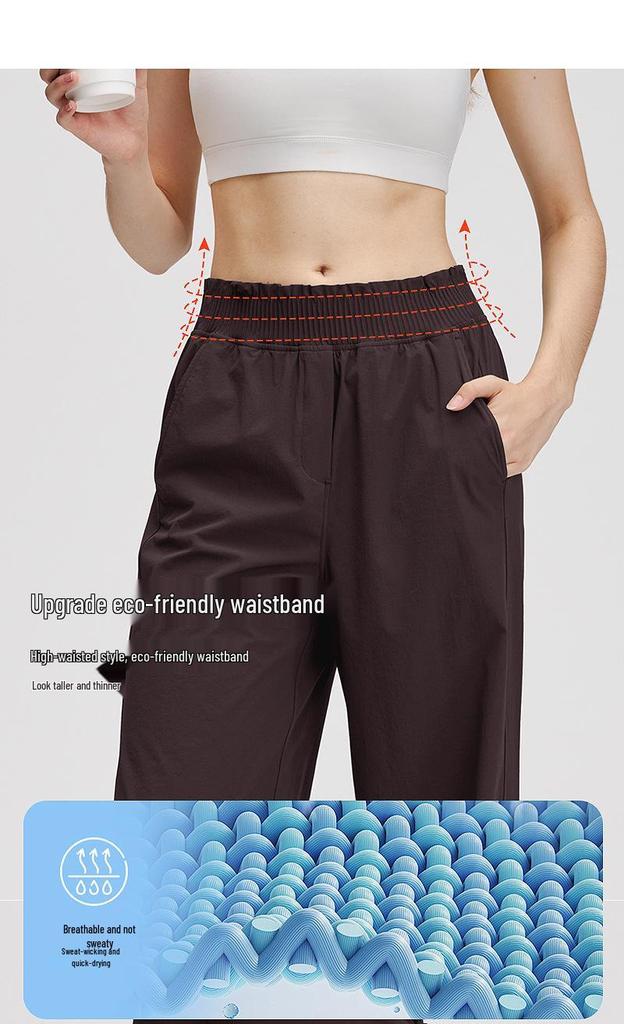 Lulu Damen Schlankmachende Schnelltrocknende High-Waist Wide-Leg Yoga- und Laufschweißhosen