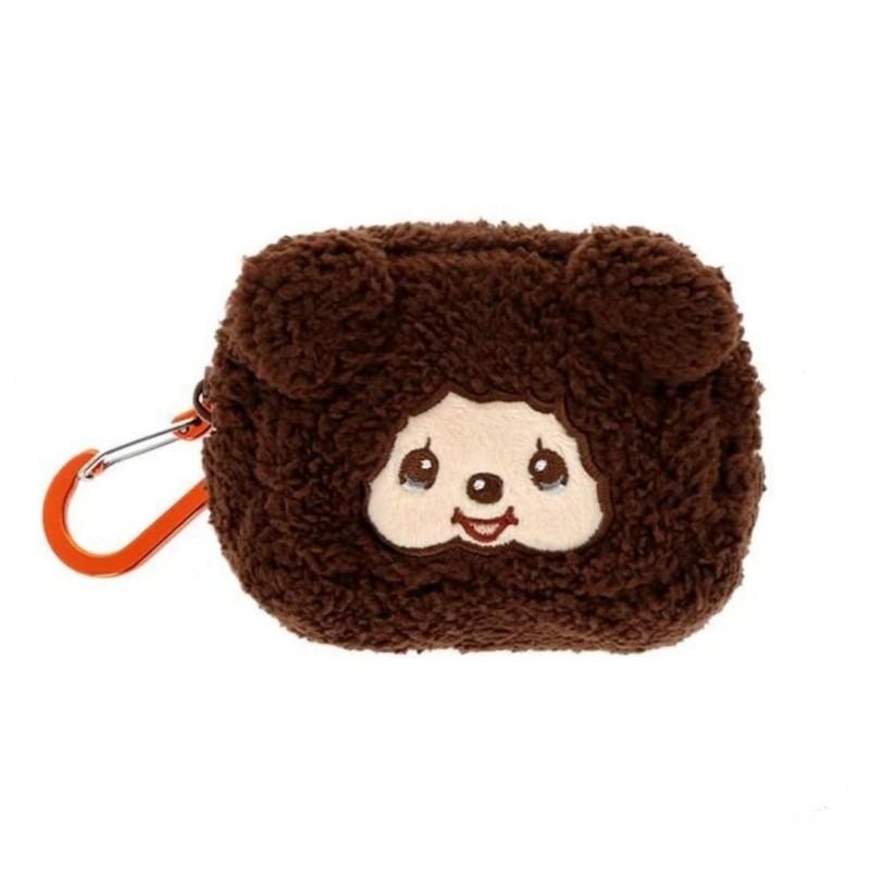 Monchhichi Round Small Hanging Bag With Zipper Cute Wallet Storage Mini Monchhichi Backpack Charm Cute Plush Monchichi Gifts