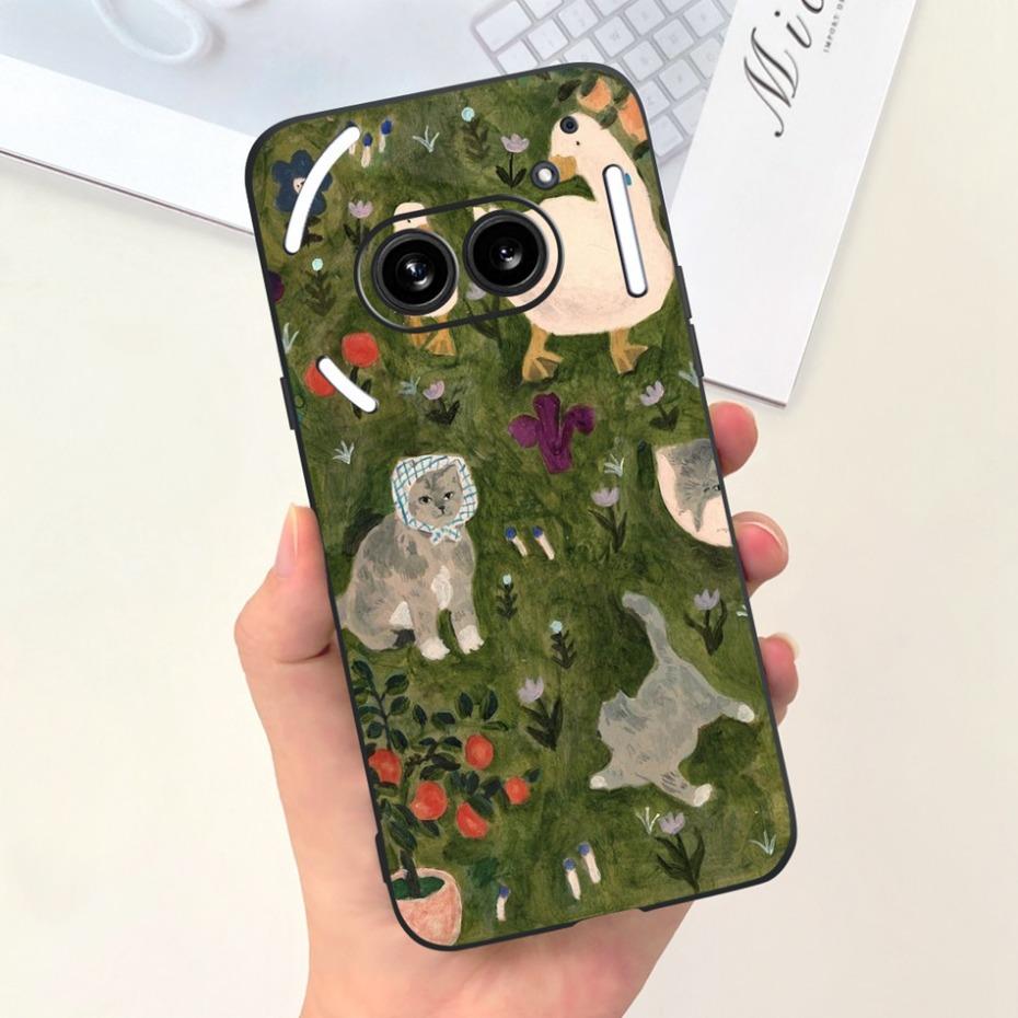 Für Nichts Telefon (2a) (2) Schwarze Silikon-Schutzhülle Für Nothing Phone2 Phone 2a Niedliche Cartoon-Weichschalen