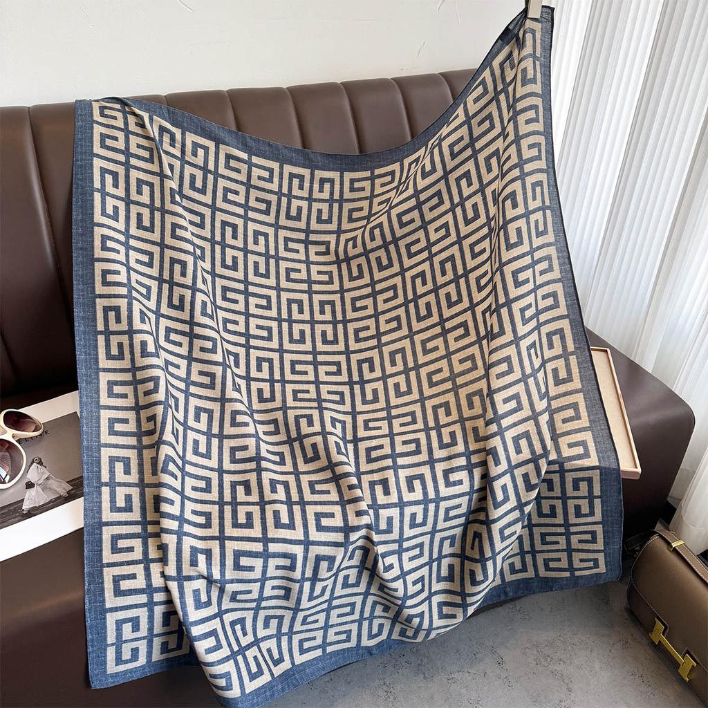 Spring and Summer Fashion Geometric Series Big Square Scarf  Versatile Exterior Shawl  Scarf Printed Headscarf  Thin Style