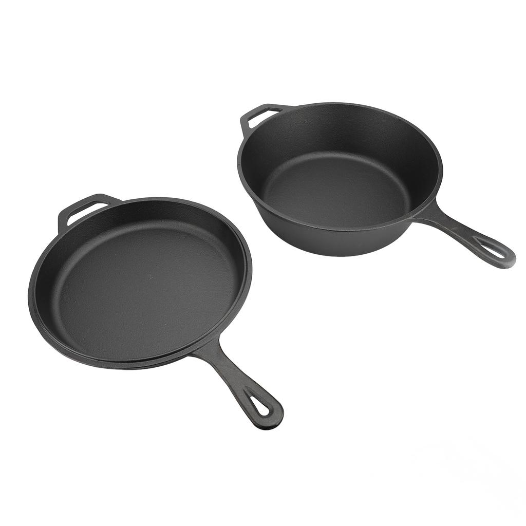 2 Stück Bratpfanne Gleichmäßige Erwärmung Vielseitig Effizientes Kochen Praktischer Griff Gusseisen-Bratpfanne für Heimküche