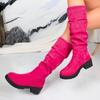 Fashion 2025 Pleated Boots New Spring and Autumn Retro Suede Thigh Boots