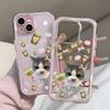 Cute Matcha Cat Pattern 2in1 Clear Phone Case For Samsung Galaxy S26 Ultra S25 S23 FE S24 S22 A57 A37 A55 A54 A36 A35 A16 Cover