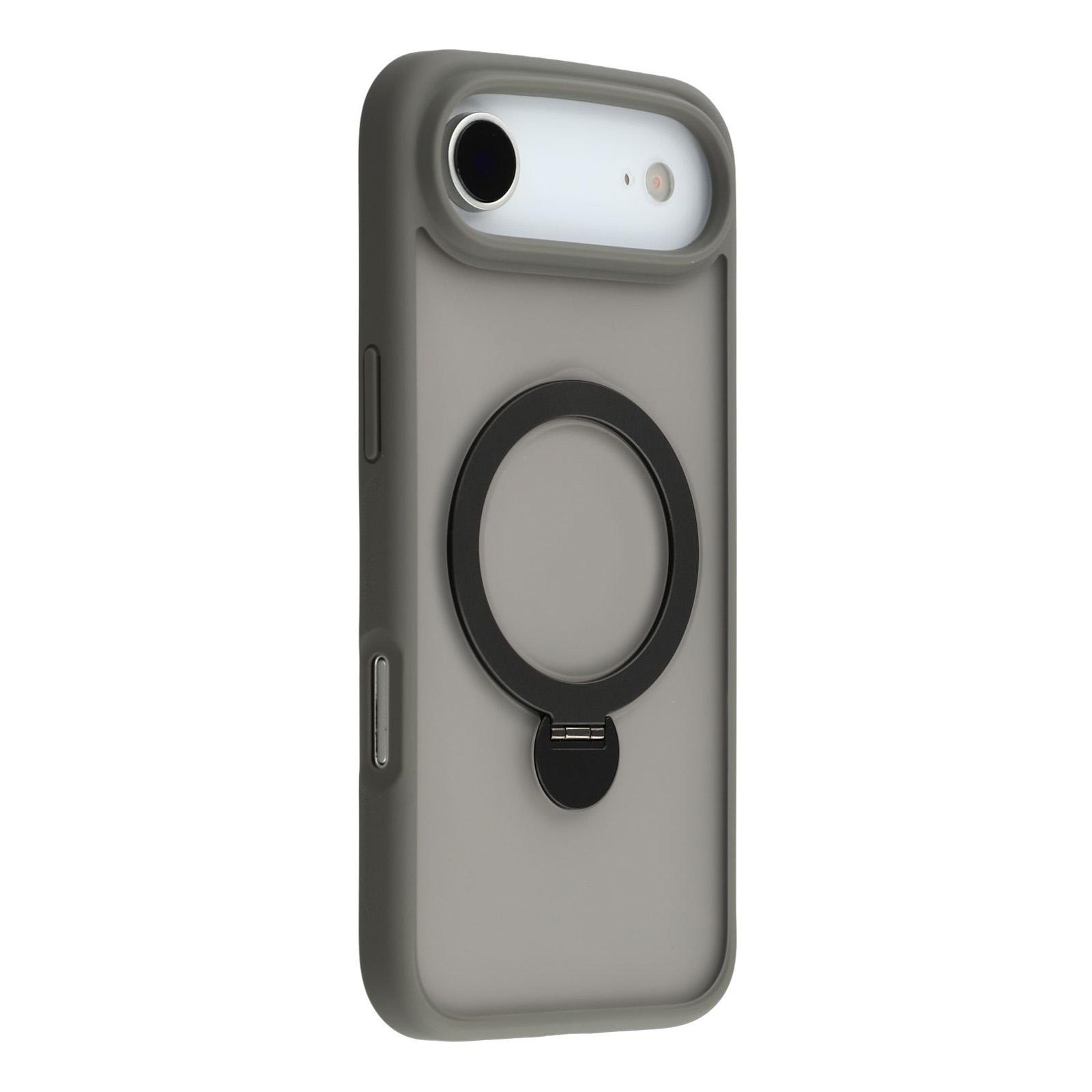 

For iPhone 17 Air Case Rotating Kickstand TPU+PC Magnetic Phone Cover Grey