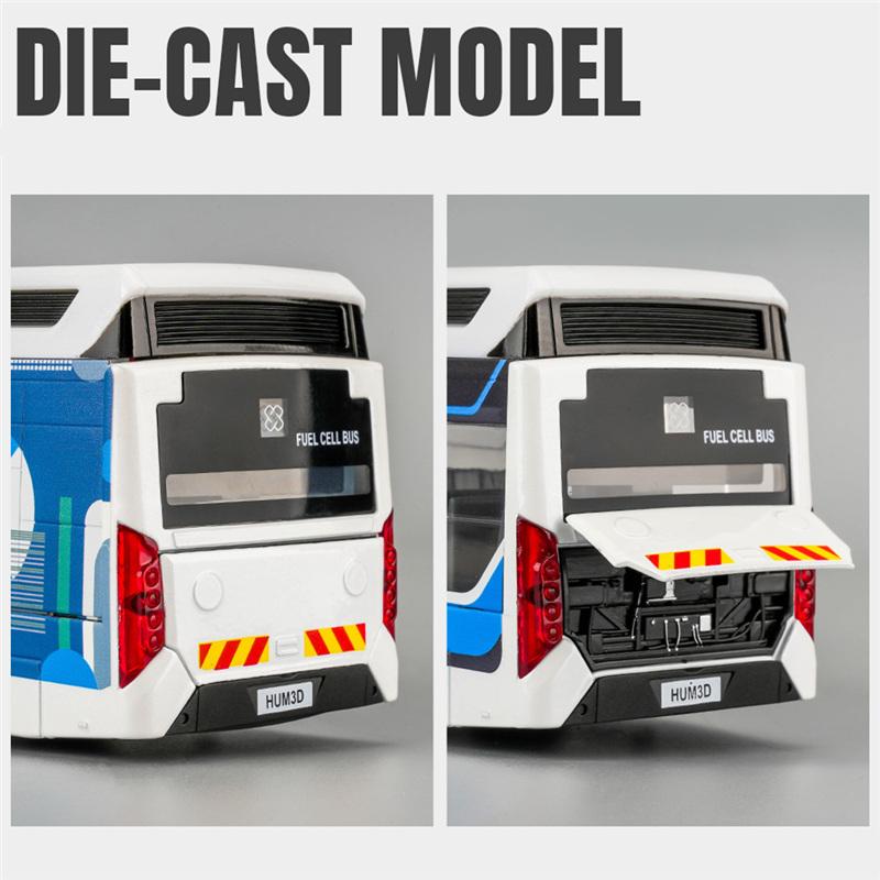 Luxury New energy Electric Airport Business Bus Alloy Car Model Diecasts Metal Tour City Bus Model Sound and Light Kids Toy Gift