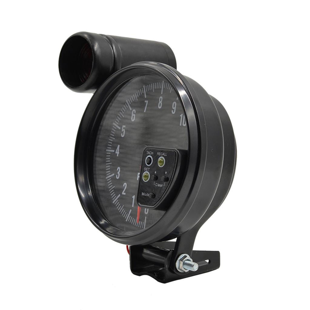 5 Inch Tachometer Gauge Carbon Fiber 7 Colors Backlight with Shift Light Peak Sound LED Flash When