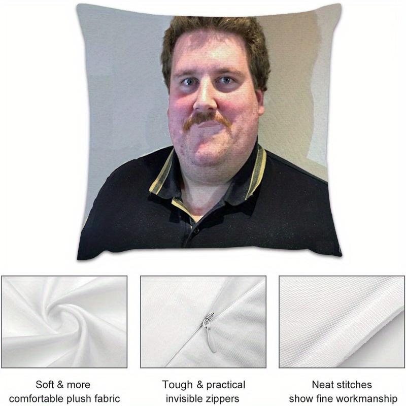 1Pc Funny Meme Man Face Pillow Cover, 2D Double-Sided Print Polyester Throw Pillow Case, Novelty Gag Gift, Sofa Couch Decor Pill