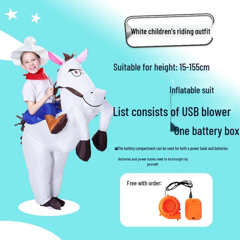 Aufblasbares Cowboy-Kostüm für Erwachsene & Kinder zum Reiten – Lustiger Festival-Performance-Anzug