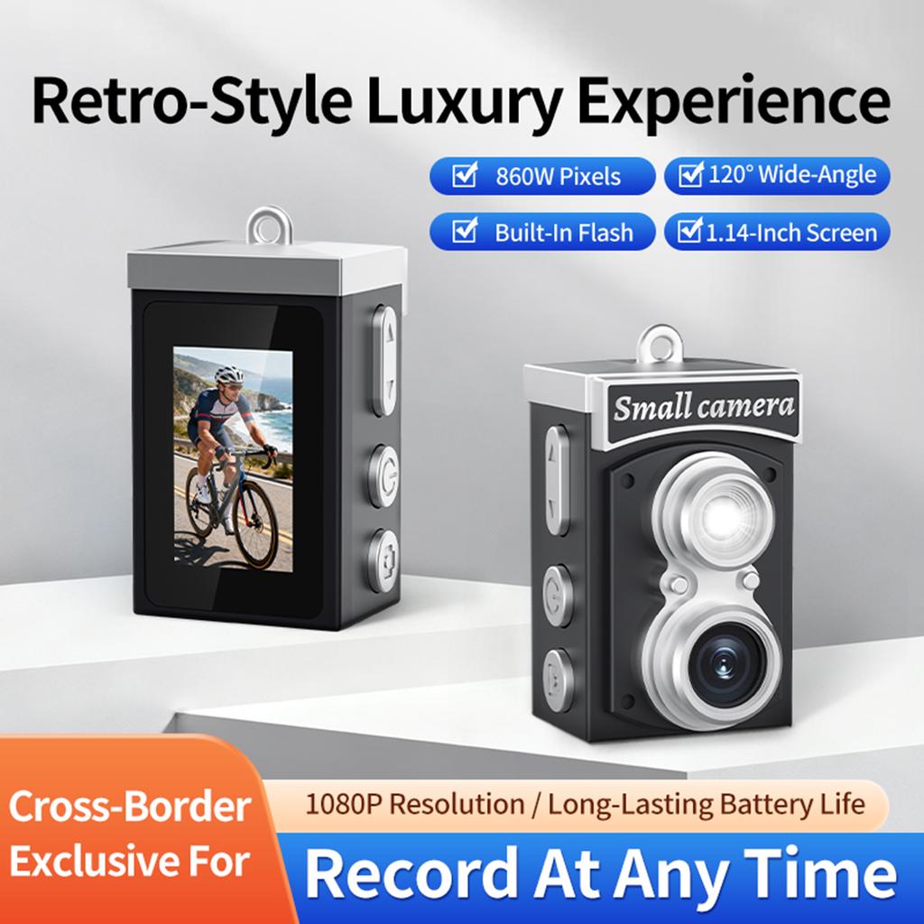 Retro 1080P HD Camera with Flash & 1.14In Screen Portable Digital Camera 8.6 Million Pixel for New Year Christmas Birthday Gift