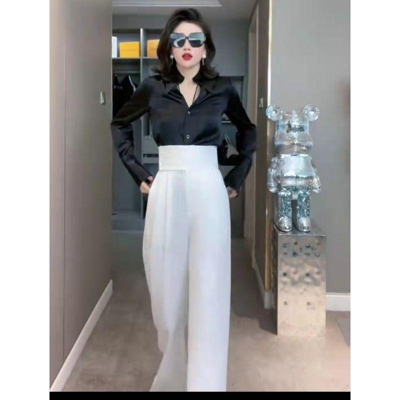 

Mingyuan TikTok Того же стиля Легкие Тонкие Богиня Похудение Широкие брюки White 5XL