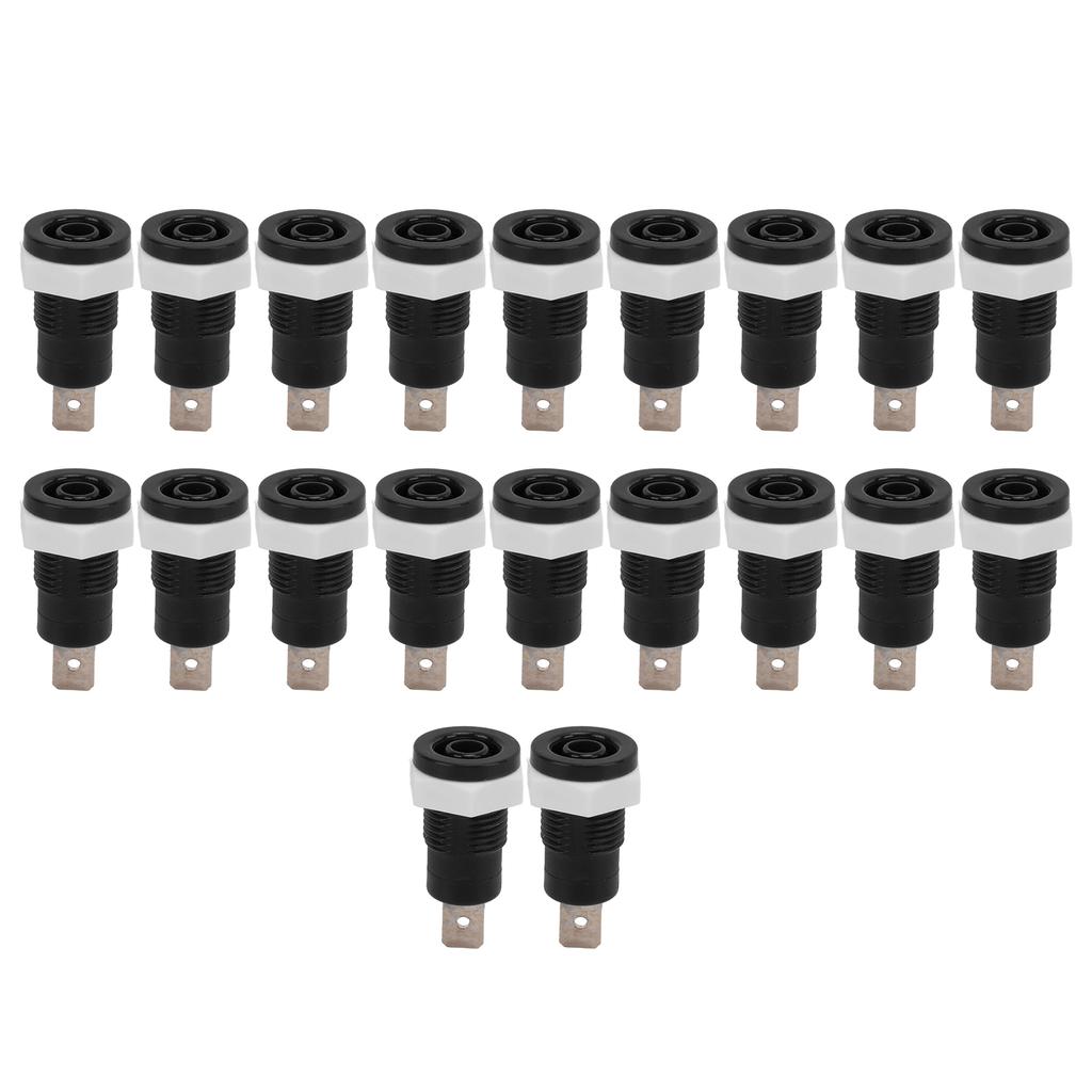 20Pcs Set Banana Socket Female Connector 4mm 0.16in Brass Terminal Stable Current for Ships RVs TrucksBlack