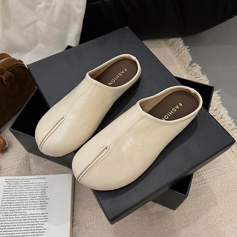 Retro black lazy loafer single shoes women's shoes 2025 new autumn Korean version one-pedal bag head and half slippers