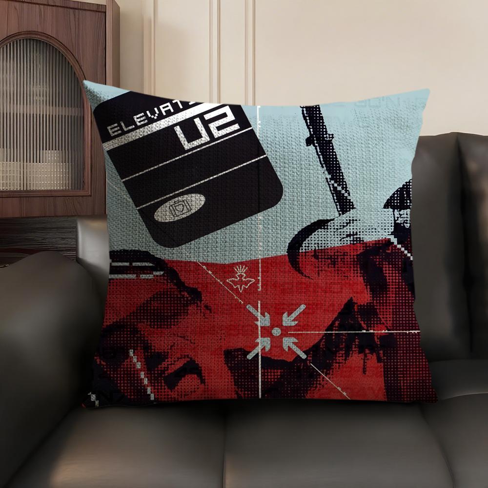 Rock UU Band Music Cushion Cover Natural Linen Organic Fabric DoubleSided Printing Sofa Home Decor Gift Pillow Case
