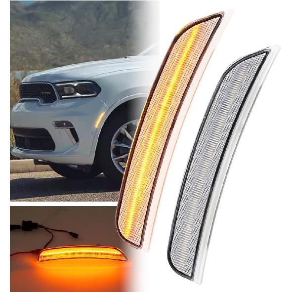 

NJSBYL 2pcs Durango LED Side Marker Light Compatible with 2021 2022 2023 2024 Dodg e Durango Front Bumper Fender Sidemarker Lamp Xenon White Full LED clear lens, amber