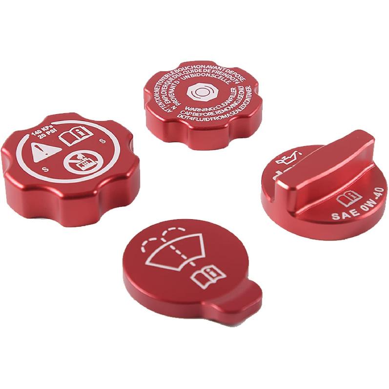 For Corvette C7 Engine Oil Cap Radiator Cap Windshield Washer Tank Cover Trim for Corvette C7 2014-2019 Aluminium Oil Filler Cap Coolant Cap Brake