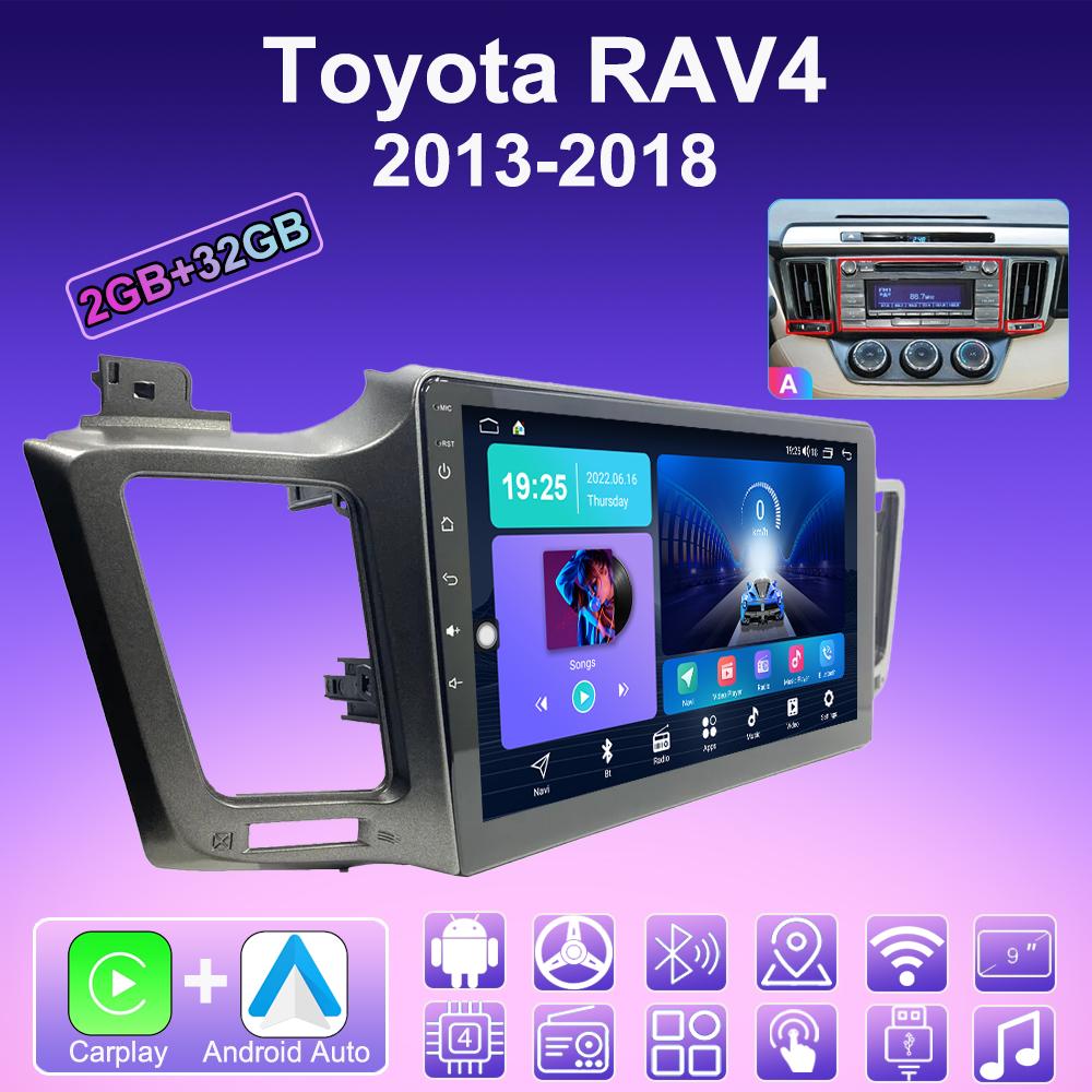 2 DIN Android Carplay Car Radio For Toyota RAV4 2013-2018 Multimedia Player Head Unit Stereo GPS Navigation BT WIFI 2+32GB