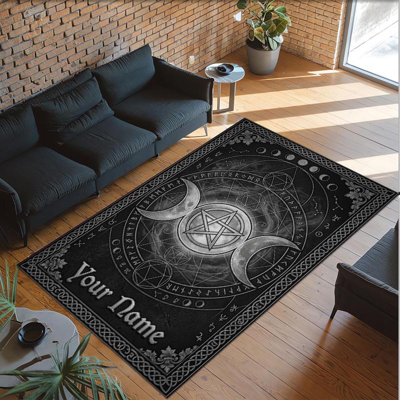 Witchcraft Theme Crystal Velvet Rug Personalized Custom Name Text Soft Floor Mat Home Decor