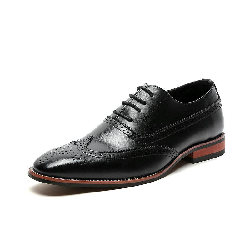 

British retro Brock flower leather shoes men s business dress trend men s groom knot leather shoes 38 чорний