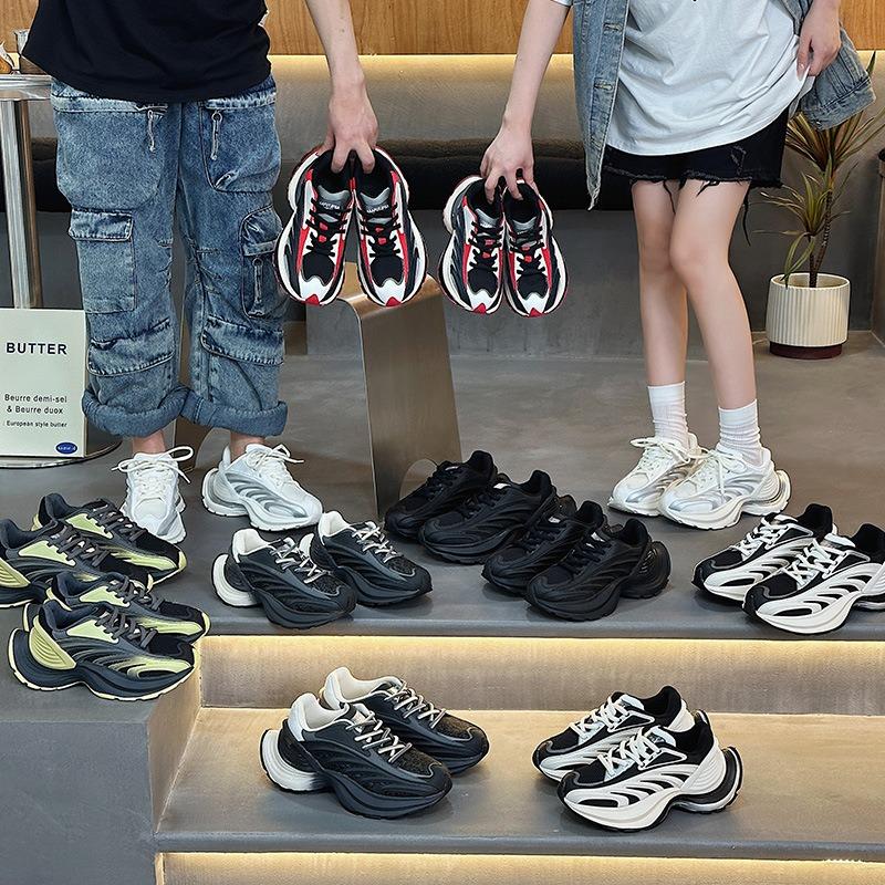 Single Net Breathable Pulse Shoes Women's Shoes Versatile Light Mecha Shoes Heightened Platform Sports and Leisure