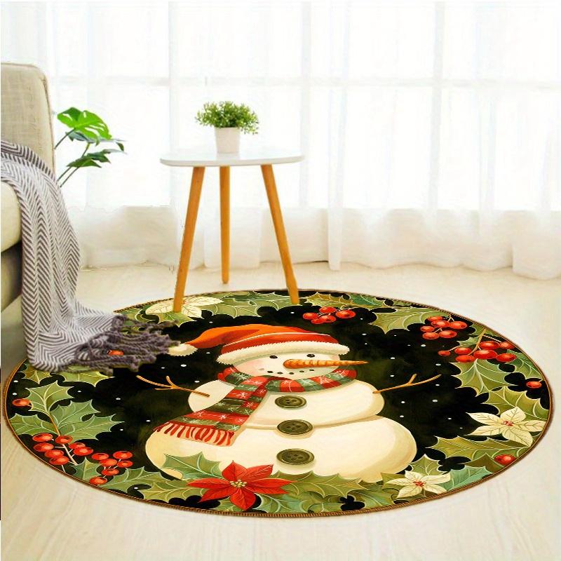 1 Piece Christmas Round Rug Suitable For Living Room Bedroom And Kitchen Home Decoration Room Decoration Gift For Friends And Family