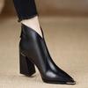 High-end fashion boots 2026 winter new fashion elegant thick heel high heel rear zipper pointed comfortable versatile short boots