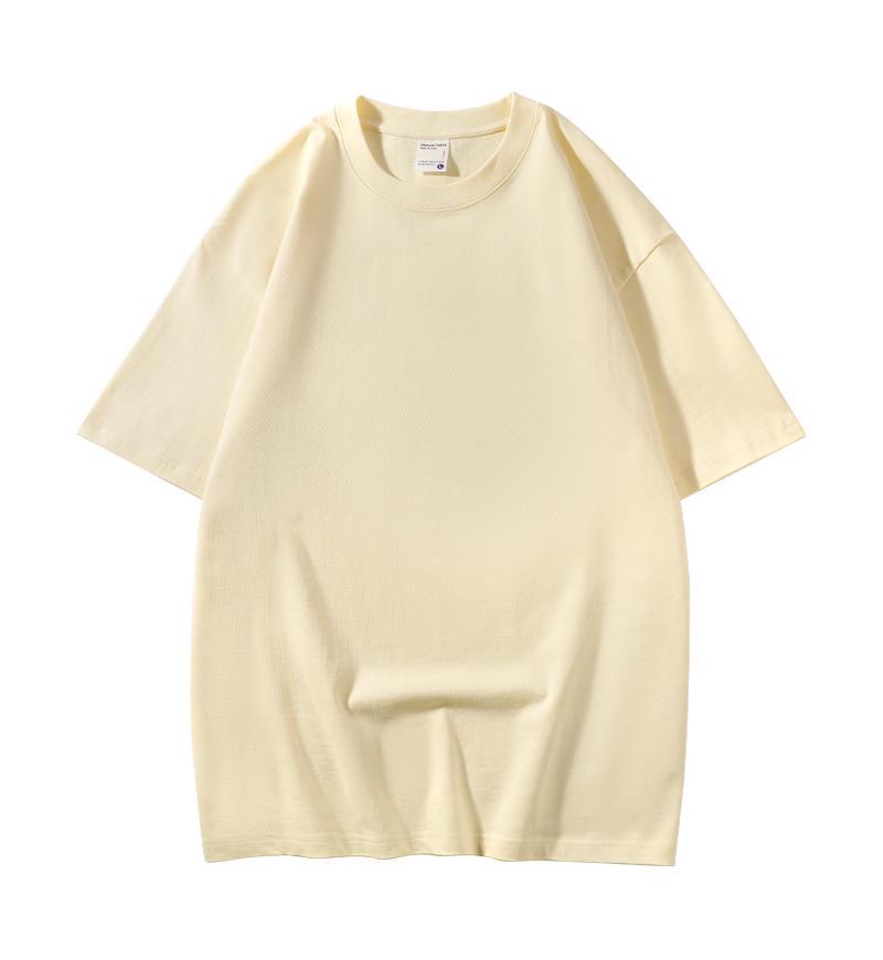 Heavyweight 300G Cotton Unisex T-Shirt: Short-Sleeved, Double Yarn, Round Neck, Drop Shoulder, Casual Workwear, Custom Logo Option