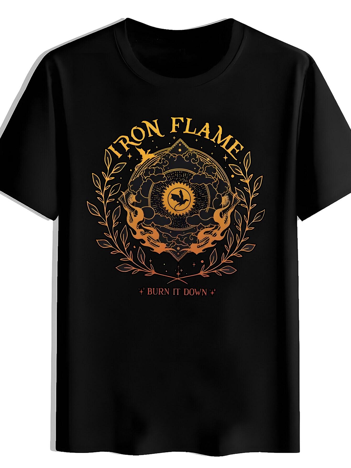 T-shirt Vintage Iron Flame Graphic - with Orange & Golden Print XL