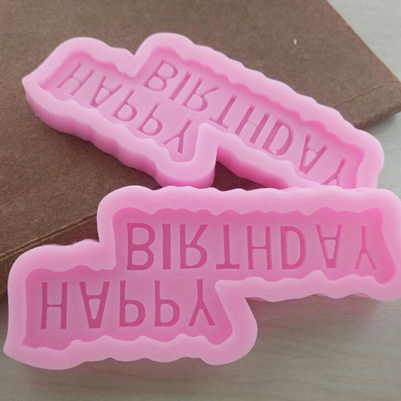 DIY Nástroje na zdobení dortů Silikonová forma na dortový fondán 1 ks Tvar Šťastné narozeniny Pekářské příslušenství