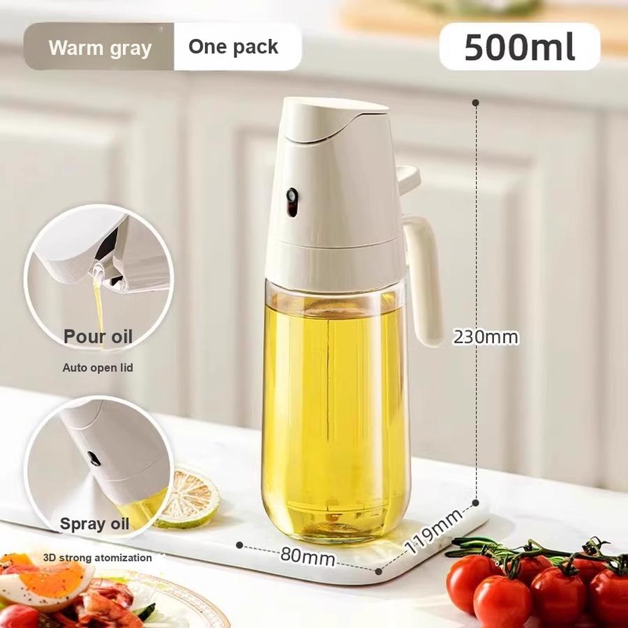 2 Pcs Oil Bottle Sprayer, 2-in-1 Pouring and Spraying Food Grade Kitchen Oil Can, Leak-Proof Glass Tank