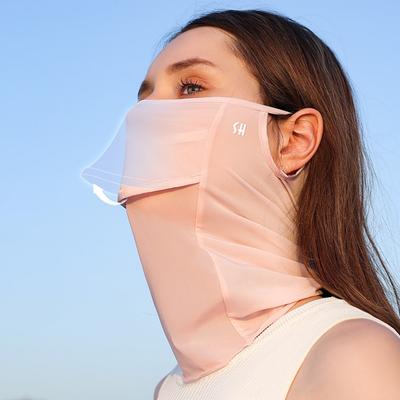 Ice Silk Face Scarf Breathable Full Face Sun Protection Mask Soft Adjustable Anti Ultraviolet Thin for Summer Outdoor Activities