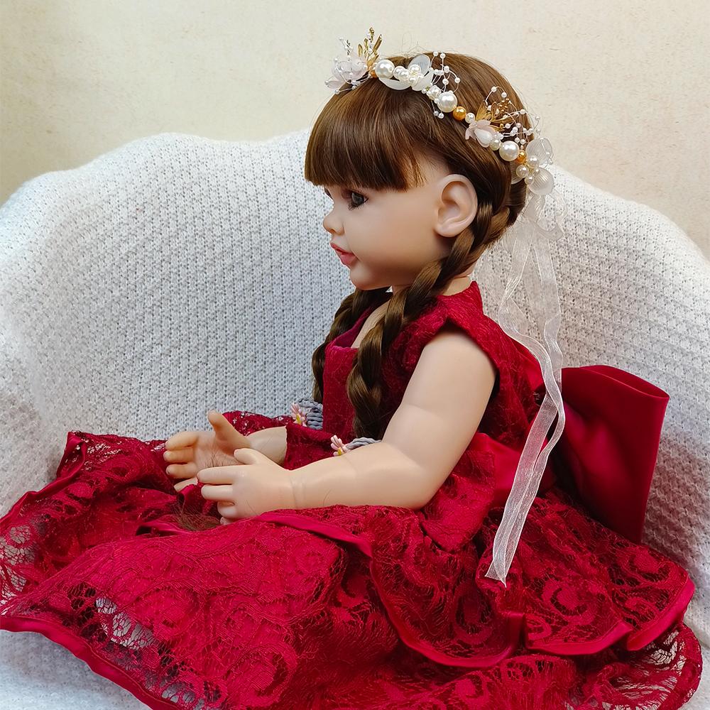 55 CM Full Soft Silicone Body Reborn Baby Girl Doll Toy Lifelike Princess Toddler Art Bebe Birthday Gifts for Child