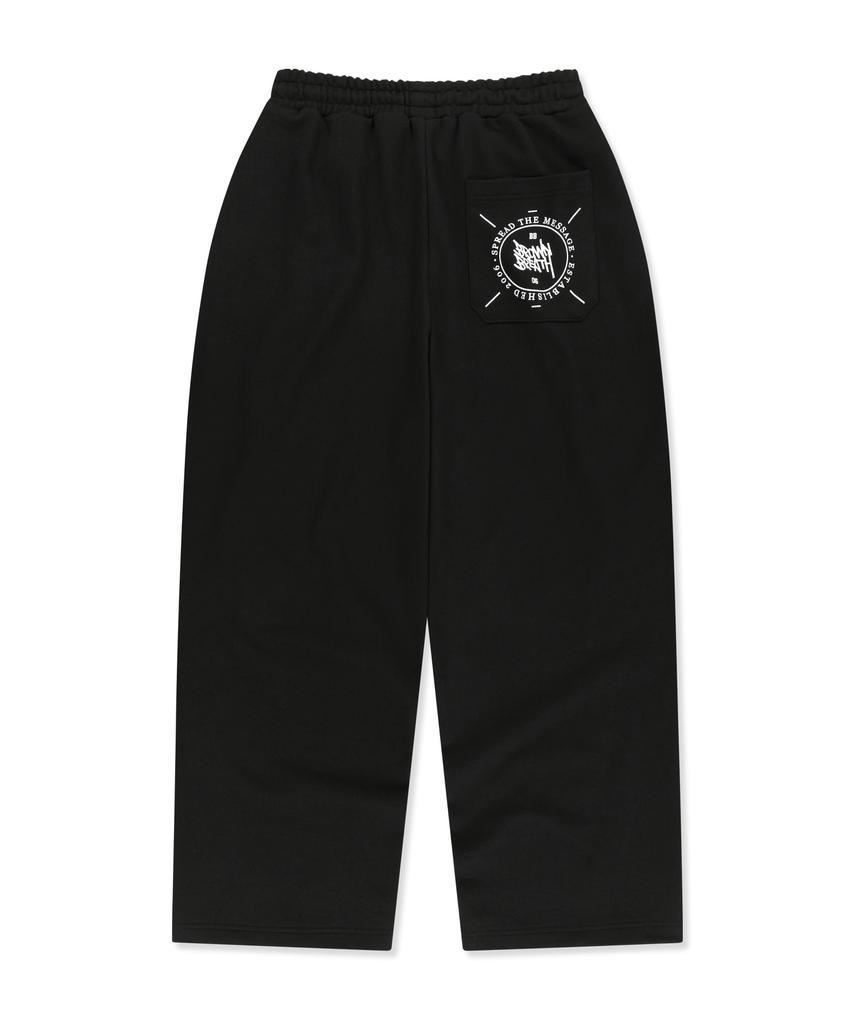 BROWNBREATH Stamp Tag Wide Sweatpants - Black