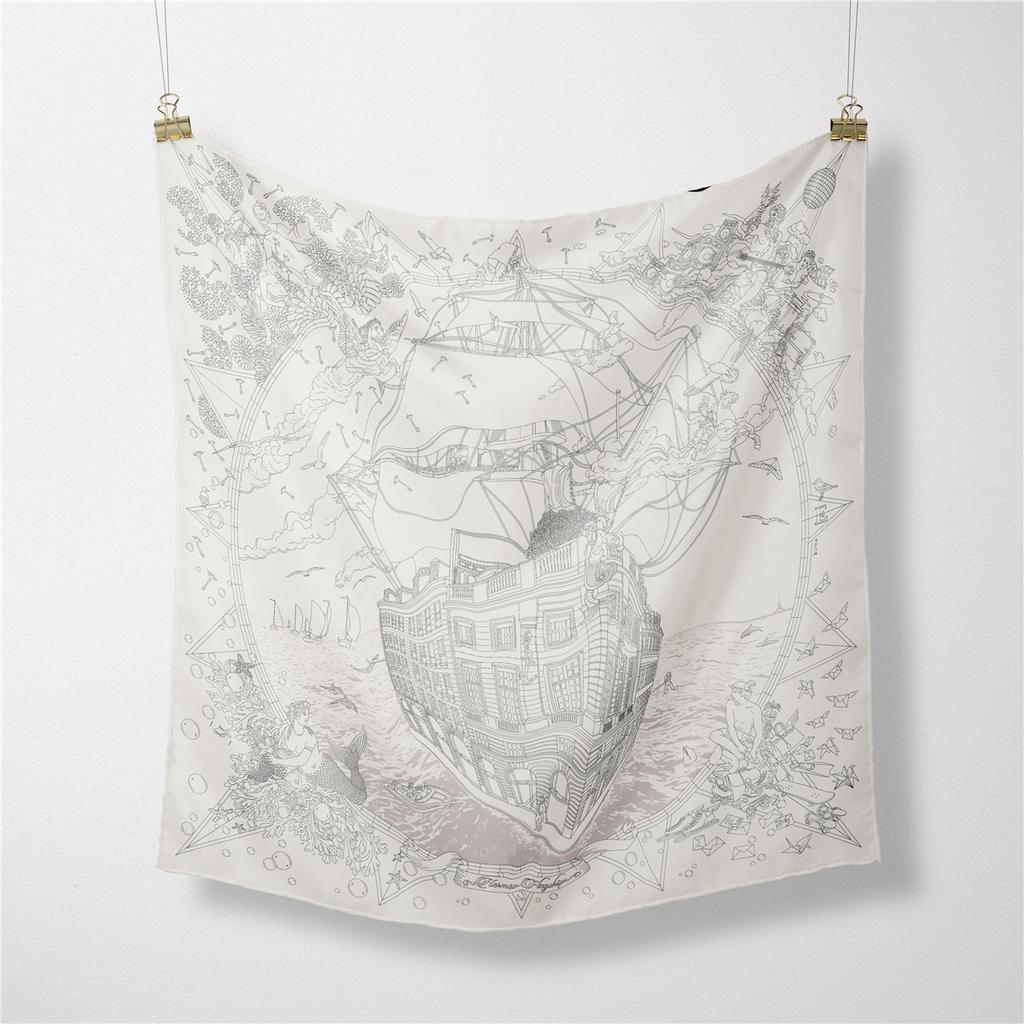53Cm Women Scarf Design Luxury   Sports Feeling Silk Scarf Fashion Hair Square Scarf Hijab Neckerchief For Ladies Bandana