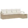 Sofa Set with Cushions 5 Pcs Beige and Cream Poly Rattan