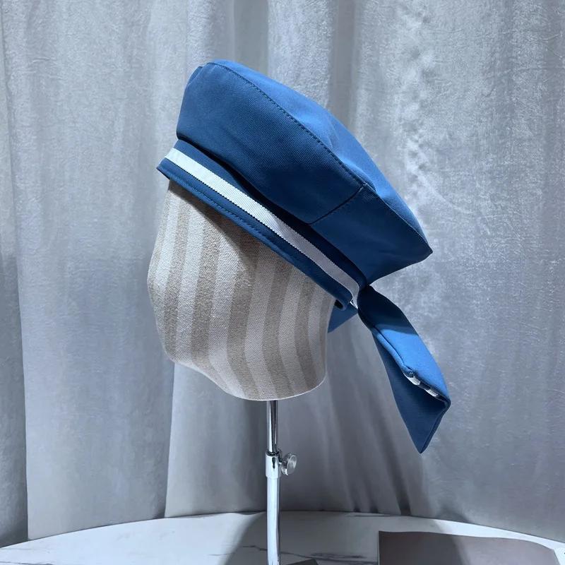 Japanese Sweet Cute Bow Beret Female Summer Sunshade Sailor Hat Student Retro College Style Painter Hat