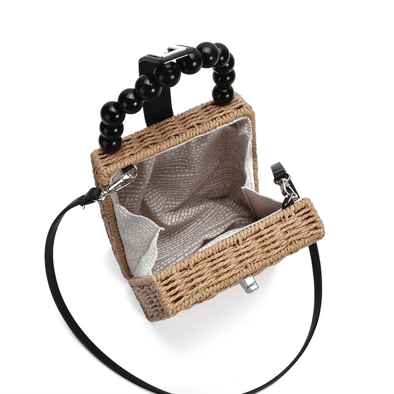 Summer Granule Shoulder Box Bag Feminine Straw Beach Holiday Bags Crossbody Travel Shopping Tote Bags Handle Bag Pocket