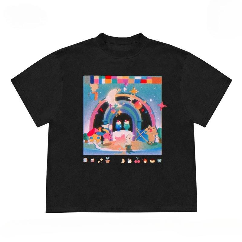 

2025 Autumn Pure Loose Round Neck Versatile Women S T-Shirt Youthful Popularity Vibrant Daily Short Sleeves Casual Style Kawaii S