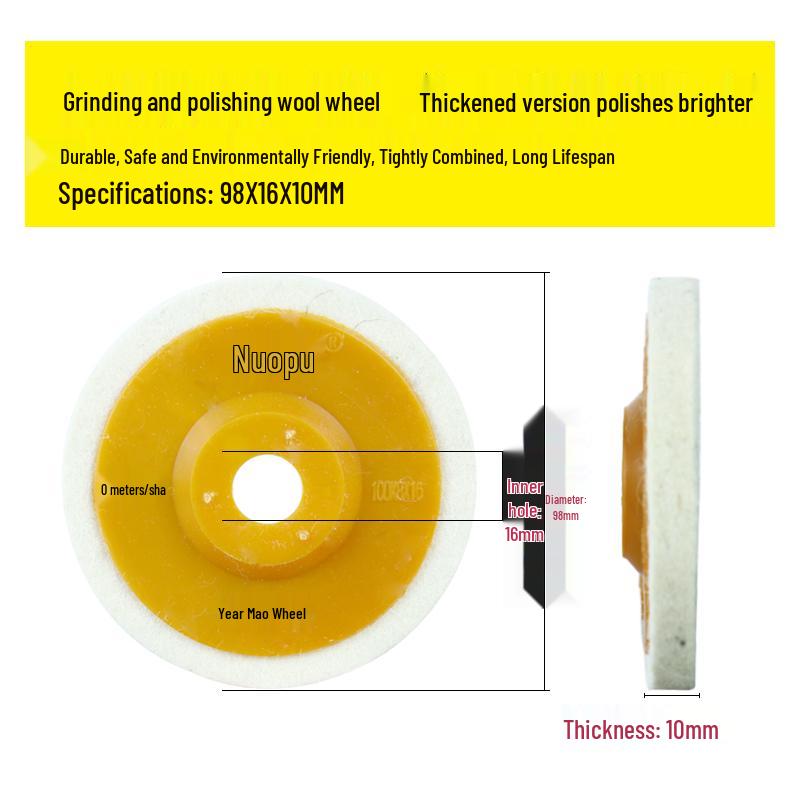 Thick Wool Felt Polishing Pad for 100 Angle Grinder - Ideal for Stainless Steel Mirror Finish, Waxing, and Grinding