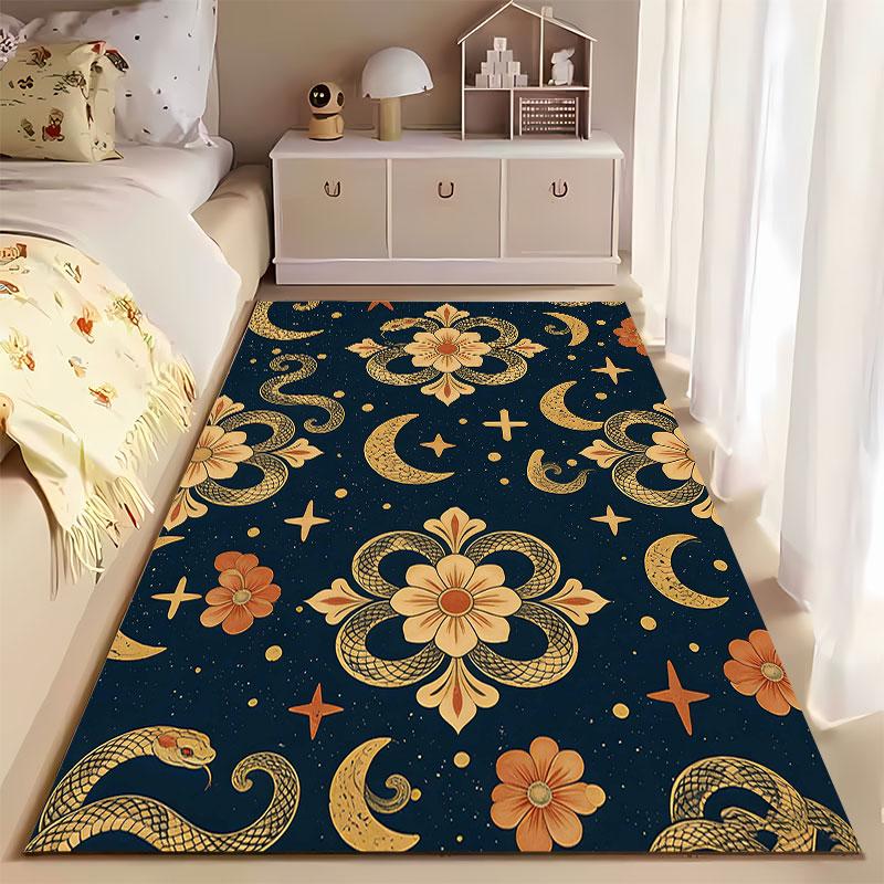 Floral Snake Moon Pattern Carpet Suitable As a Non-slip Mat for the Living Room or Bedroom Sofa