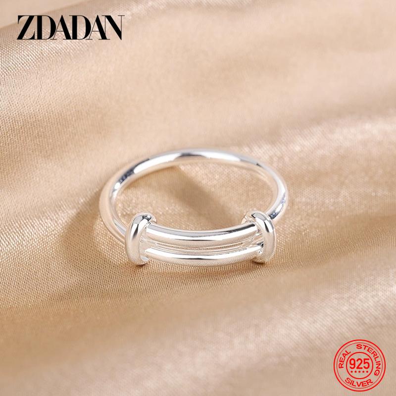 

925 Silver 18K Gold Adjustable Rings for Women Girls Fashion Wedding Jewelry серебряный