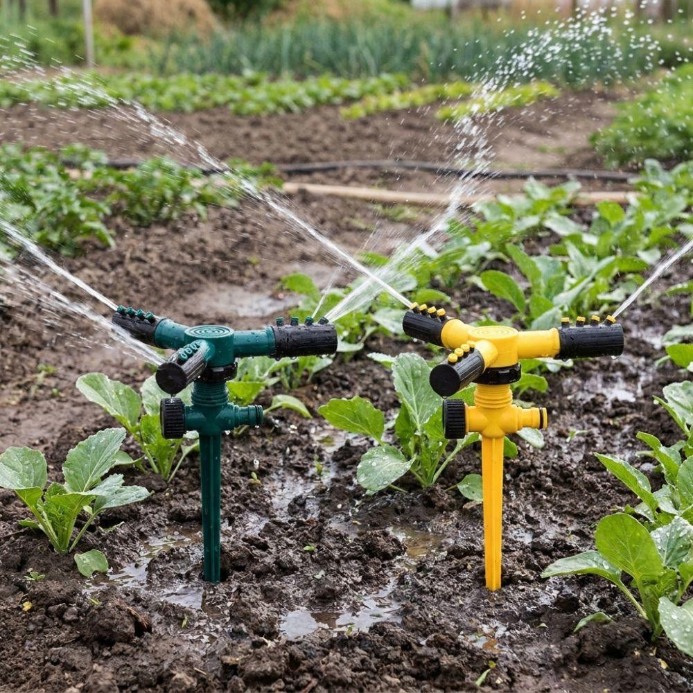 Ground Insert Automatic Garden Sprinkler Corrosion Resistant Adjustable Nozzle 360° Rotating Sprinkler Large Area Coverage