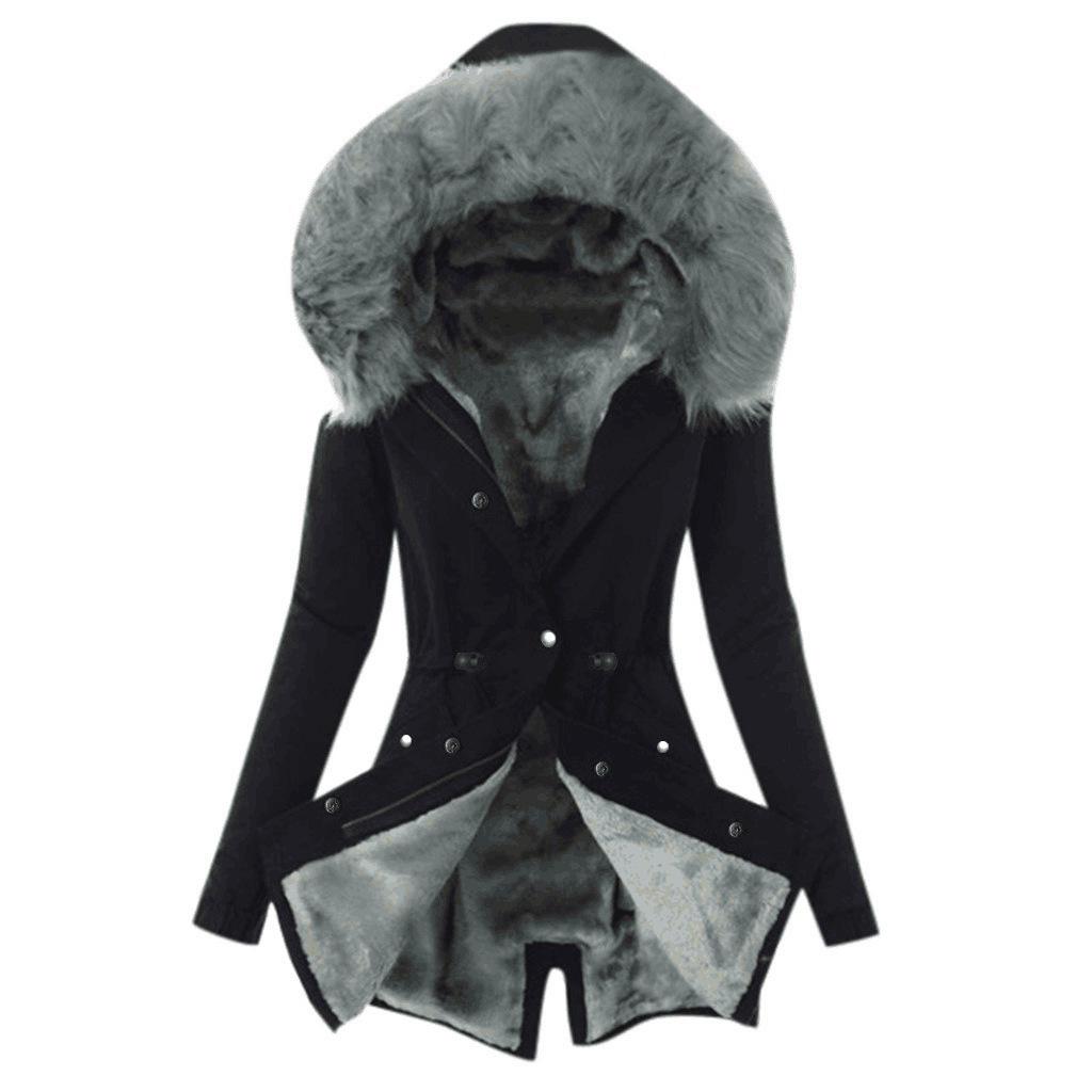 European Size Women's Mid-length Hooded Cotton Parka Coat - Winter Warmth