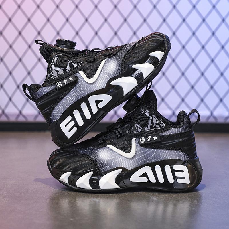 Breathable and wear-resistant leather surface friction mesh sports shoes running shoes children's basketball shoes sound actual combat teenagers have