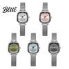 Retro Collegehorloge Uniseks Kwarts Minimalistisch Vierkant Wijzerplaat Eenvoudig Mesh