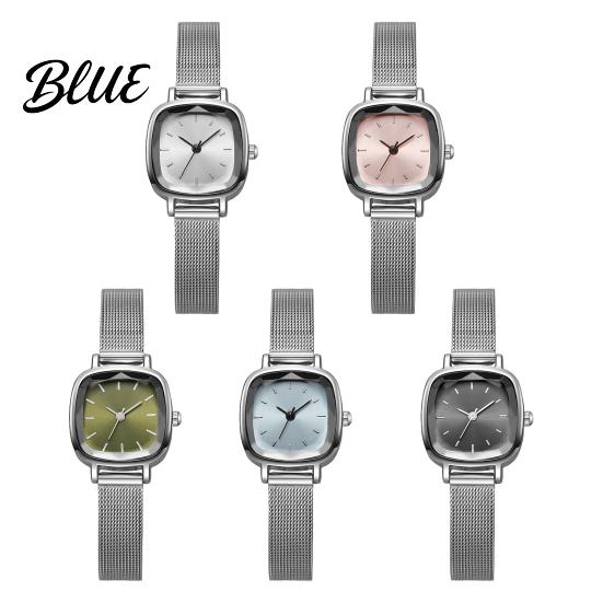 Retro Collegehorloge Uniseks Kwarts Minimalistisch Vierkant Wijzerplaat Eenvoudig Mesh