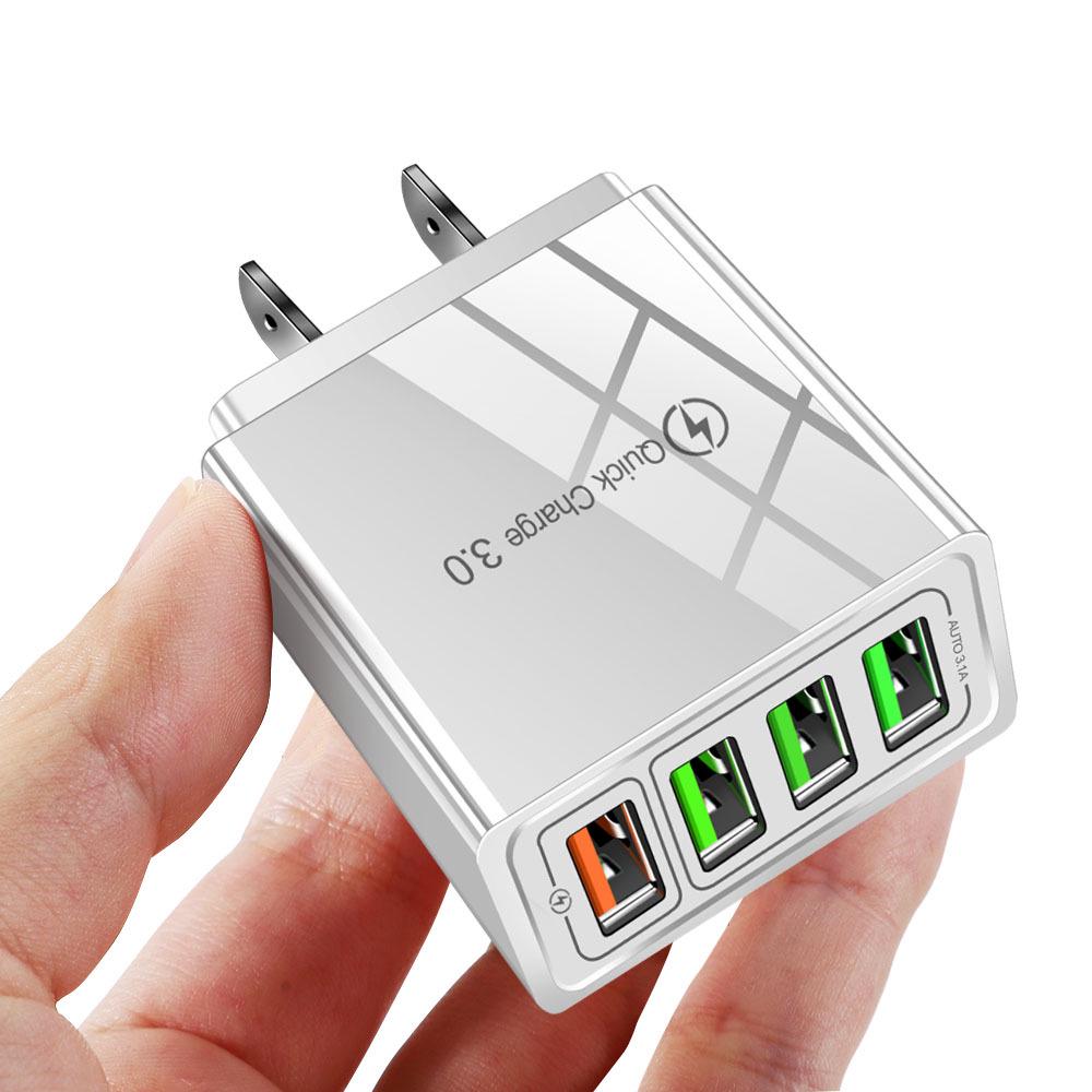 4-Port USB Fast Charger with QC3.0, 4.1A Smart Travel Adapter
