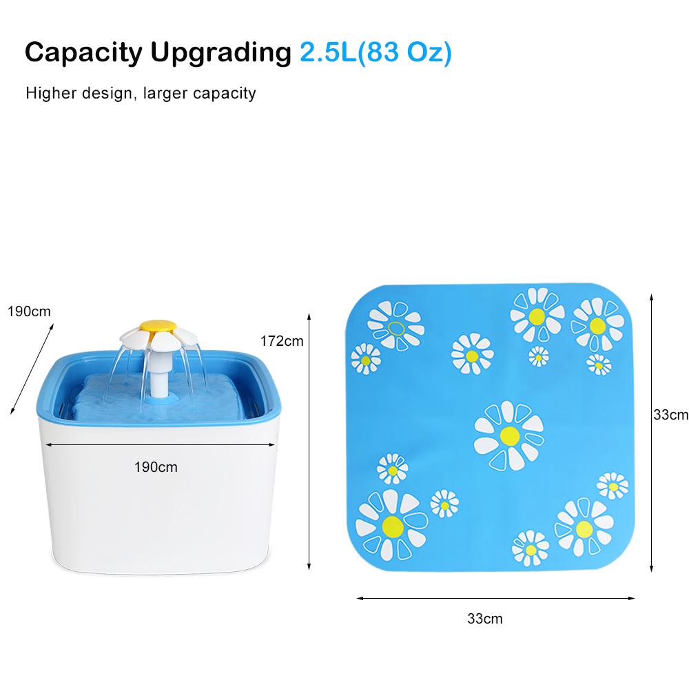 2.5L Super Quiet Pet Water Dispenser Automatic Electric Water Fountain with Filter for Dogs, Cats