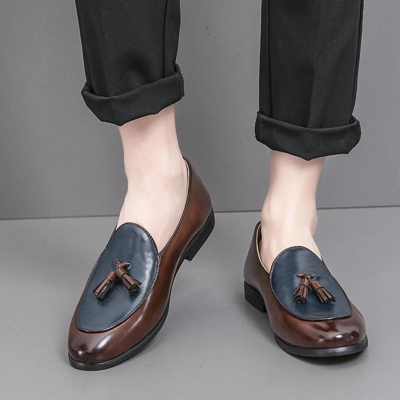 Mokasyny Męskie Buty skórzane Klasyczne Modne Mokasyny Mężczyzna Impreza Na zewnątrz Codzienne Do wszystkiego Casualowe buty z frędzlami mokasyny męskie