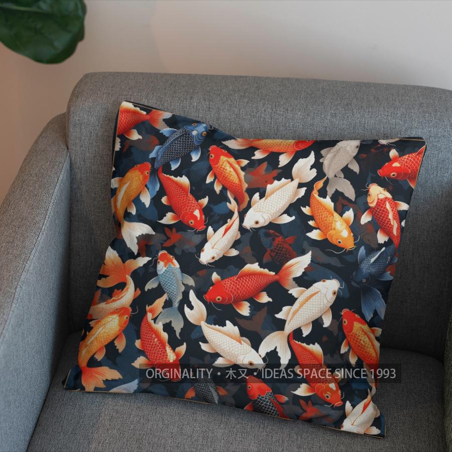 2D Stylish Fish Pattern Decorative Cushion Cover Pattern Cushion Cover Suitable For Sofa Bedroom Car Pillow Cover