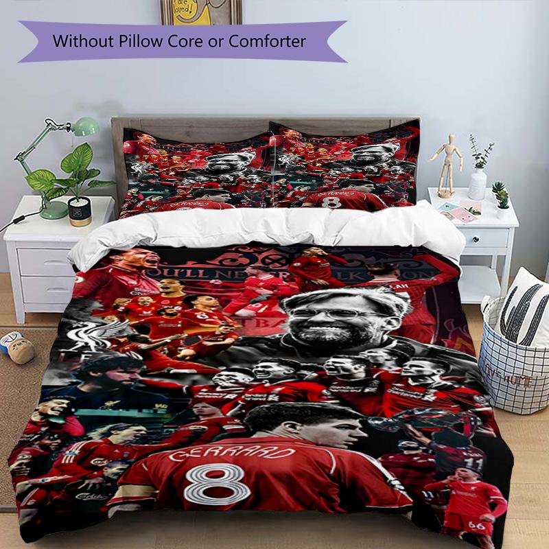 Set copripiumino 3 pezzi (1*Copripiumino + 2*Federe, Senza Nucleo),Set Biancheria da Letto con Stampa Liverpool F.C, Decorazione Camera da Letto, Per Tutte le Stagioni, Regalo di Compleanno
